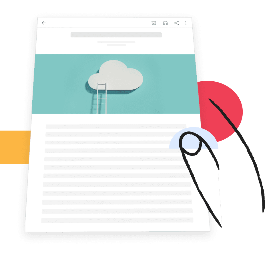 Hand holding a web page. Illustration.